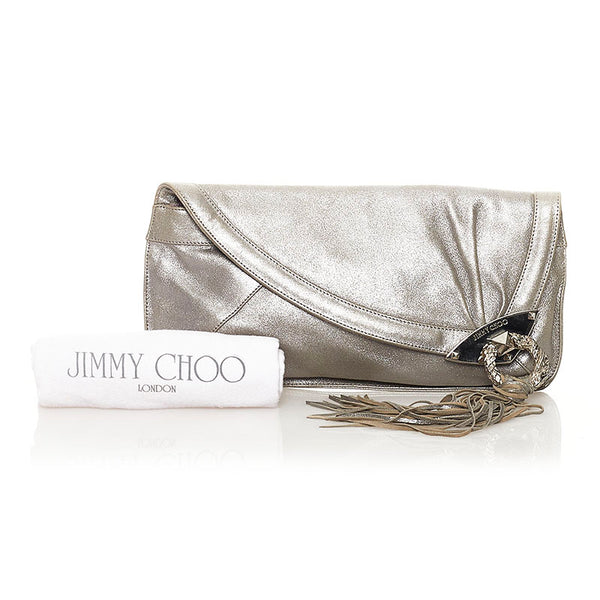 ジミーチュウ クラッチバッグ シルバー レザー レディース JIMMY CHOO 【中古】