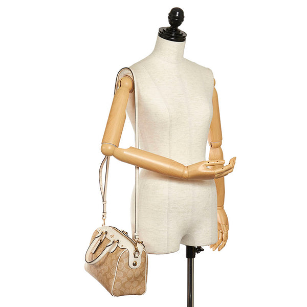 コーチ シグネチャー ハンドバッグ ショルダーバッグ 2WAY F58312 ベージュ ホワイト PVC レザー レディース COACH 【中古】