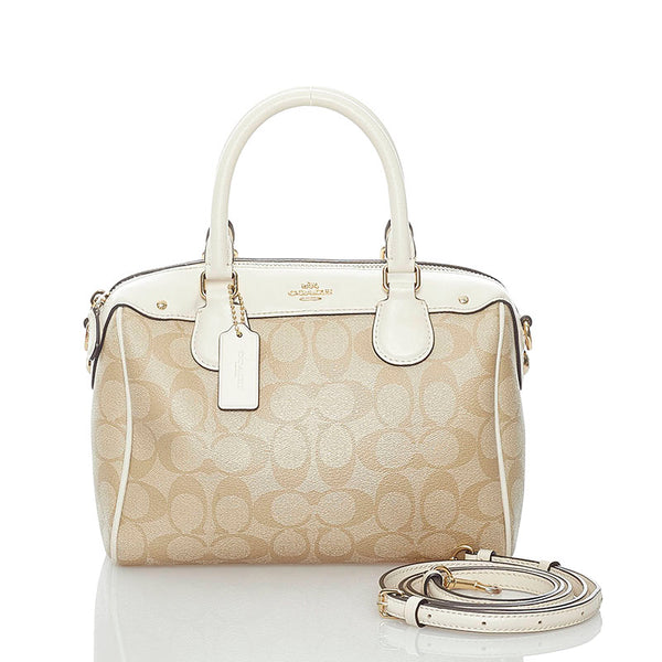 コーチ シグネチャー ハンドバッグ ショルダーバッグ 2WAY F58312 ベージュ ホワイト PVC レザー レディース COACH 【中古】