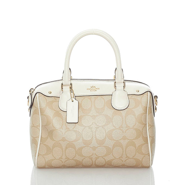 コーチ シグネチャー ハンドバッグ ショルダーバッグ 2WAY F58312 ベージュ ホワイト PVC レザー レディース COACH 【中古】