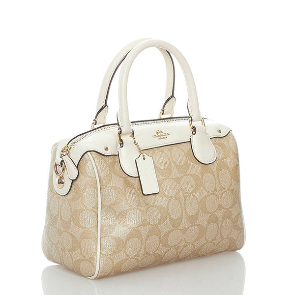 コーチ シグネチャー ハンドバッグ ショルダーバッグ 2WAY F58312 ベージュ ホワイト PVC レザー レディース COACH 【中古】