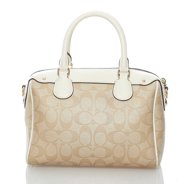 コーチ シグネチャー ハンドバッグ ショルダーバッグ 2WAY F58312 ベージュ ホワイト PVC レザー レディース COACH 【中古】