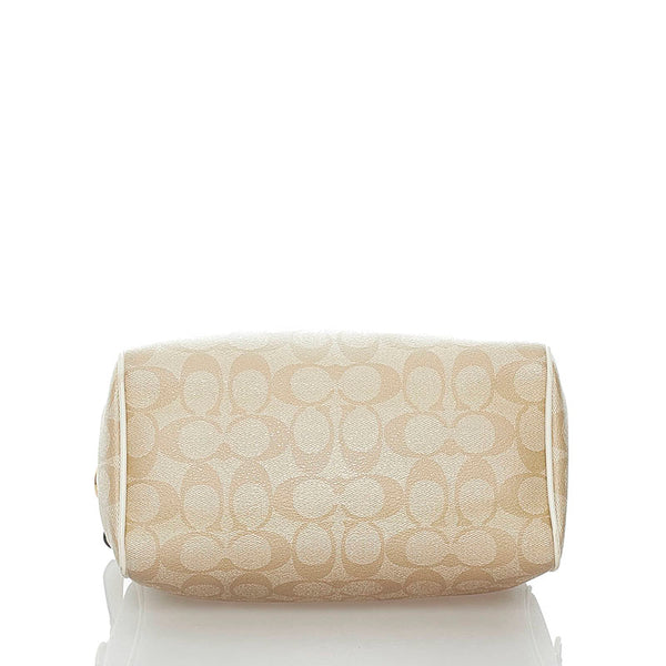 コーチ シグネチャー ハンドバッグ ショルダーバッグ 2WAY F58312 ベージュ ホワイト PVC レザー レディース COACH 【中古】