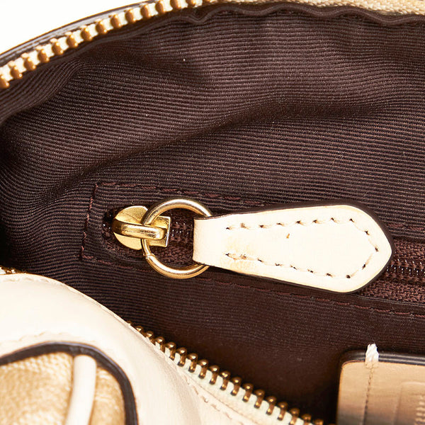 コーチ シグネチャー ハンドバッグ ショルダーバッグ 2WAY F58312 ベージュ ホワイト PVC レザー レディース COACH 【中古】