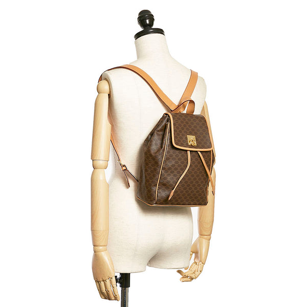 セリーヌ マカダム リュック・デイパック ブラウン PVC レザー レディース CELINE 【中古】