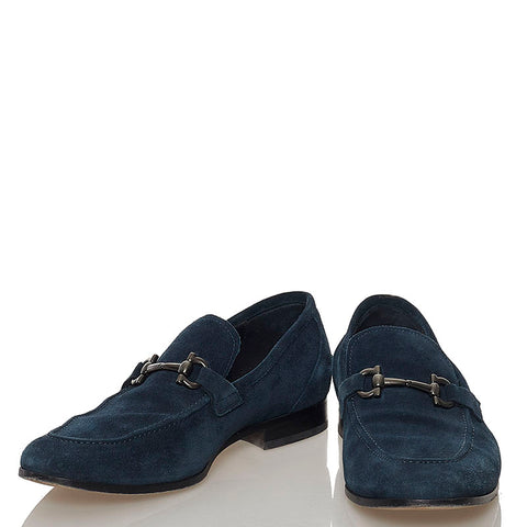 サルヴァトーレフェラガモ ガンチーニ ローファー ネイビー スウェード メンズ Salvatore Ferragamo 【中古】