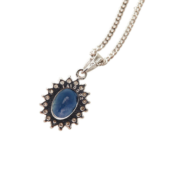 Pt850 プラチナ サファイア1.41ct ダイヤ0.22ct ネックレス レディース 【中古】