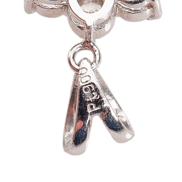 Pt900 プラチナ サファイア0.43ct ダイヤ0.55ct フラワー ペンダントトップ レディース 【中古】