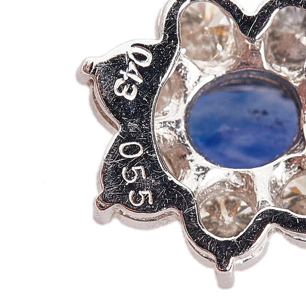 Pt900 プラチナ サファイア0.43ct ダイヤ0.55ct フラワー ペンダントトップ レディース 【中古】
