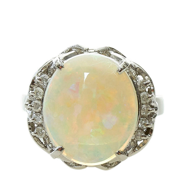 Pt900 プラチナ オパール3.65ct ダイヤ0.14ct リング 指輪 レディース 13号 【中古】