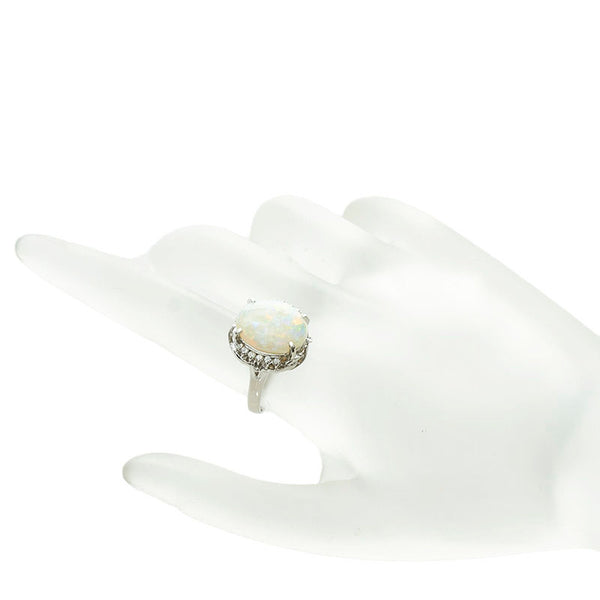 Pt900 プラチナ オパール3.65ct ダイヤ0.14ct リング 指輪 レディース 13号 【中古】