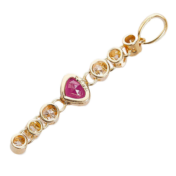 K18YG イエローゴールド ルビー0.22ct ダイヤ0.424ct ハート ペンダントトップ レディース 【中古】