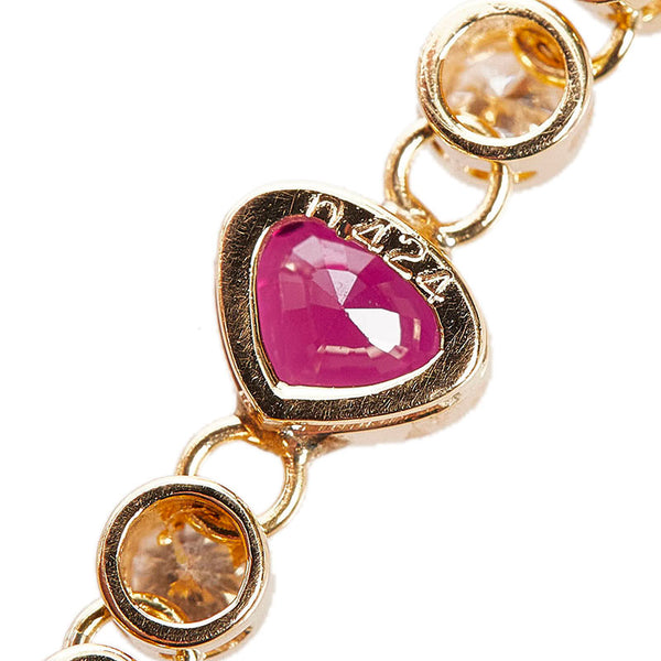K18YG イエローゴールド ルビー0.22ct ダイヤ0.424ct ハート ペンダントトップ レディース 【中古】