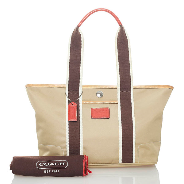 コーチ ハンドバッグ トートバッグ M3K-6261 ベージュ ナイロン キャンバス レディース COACH 【中古】