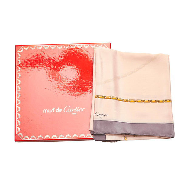 カルティエ スカーフ ピンク  シルク レディース CARTIER 【中古】