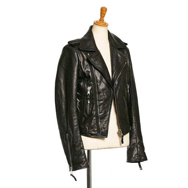 バレンシアガ ダブルライダースジャケット 256302 TCH99 ブラック ラムスキン レディース BALENCIAGA 【中古】