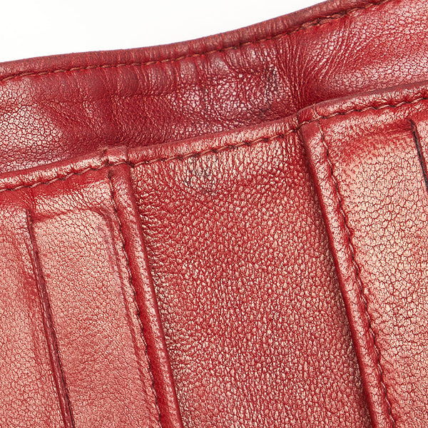 ココマーク 二つ折り財布 A13496 ボルドー キャビアスキン レディース 【中古】