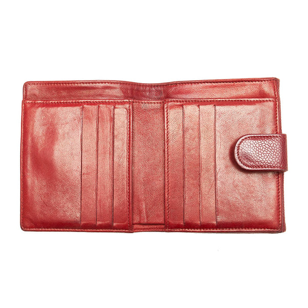 ココマーク 二つ折り財布 A13496 ボルドー キャビアスキン レディース 【中古】