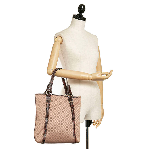 セリーヌ マカダム トートバッグ ブラウン キャンバス レザー レディース CELINE 【中古】