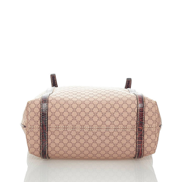 セリーヌ マカダム トートバッグ ブラウン キャンバス レザー レディース CELINE 【中古】