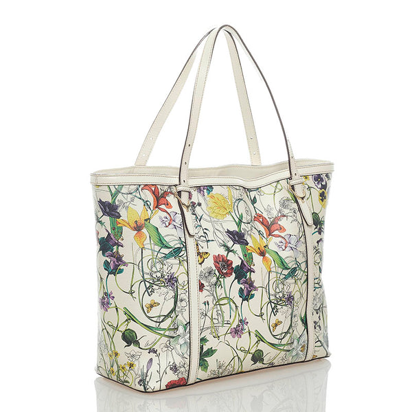 グッチ フローラ トートバッグ 309613 ホワイト マルチカラー PVC レザー レディース GUCCI 【中古】