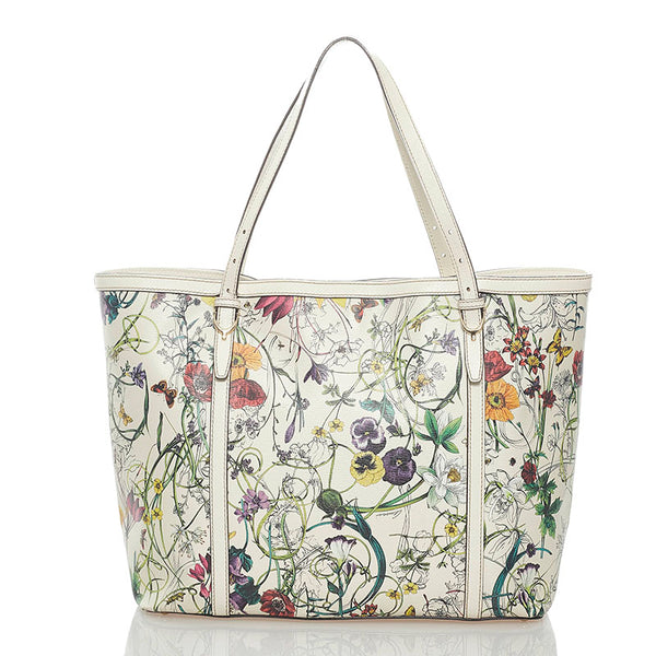 グッチ フローラ トートバッグ 309613 ホワイト マルチカラー PVC レザー レディース GUCCI 【中古】
