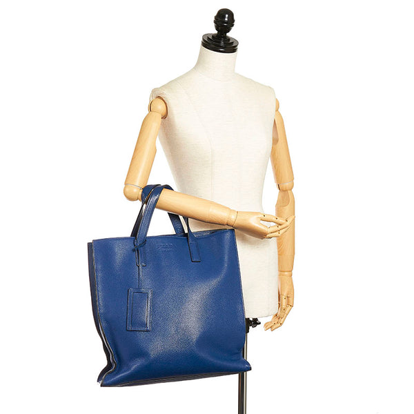 プラダ ハンドバッグ トートバッグ ブルー レザー レディース PRADA 【中古】