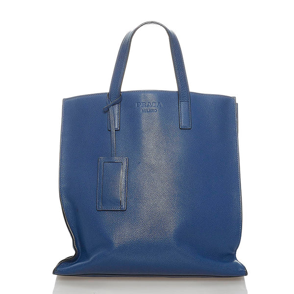 プラダ ハンドバッグ トートバッグ ブルー レザー レディース PRADA 【中古】