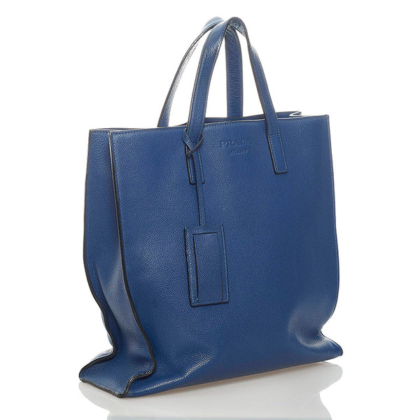 プラダ ハンドバッグ トートバッグ ブルー レザー レディース PRADA 【中古】