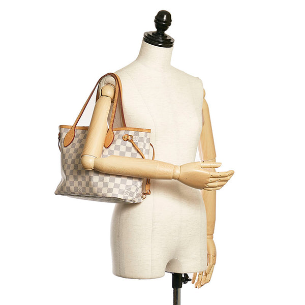 ルイ ヴィトン ダミエ アズール ネヴァーフル PM トートバッグ N41362 ホワイト グレー PVC レザー レディース LOUIS VUITTON 【中古】