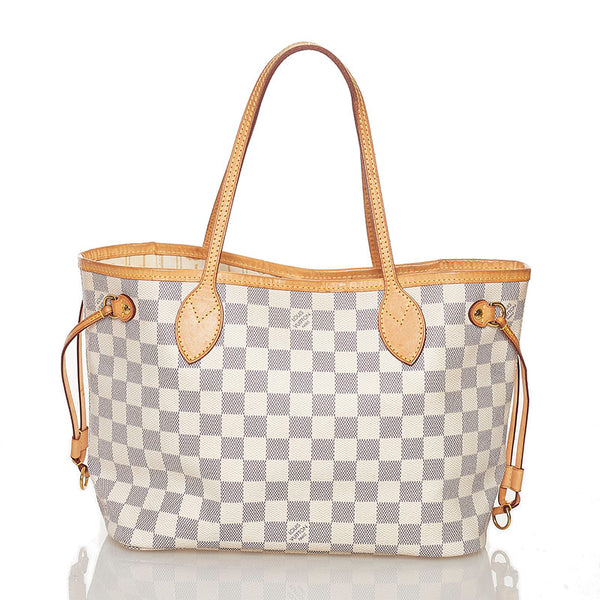 ルイ ヴィトン ダミエ アズール ネヴァーフル PM トートバッグ N41362 ホワイト グレー PVC レザー レディース LOUIS VUITTON 【中古】