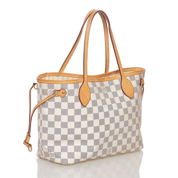 ルイ ヴィトン ダミエ アズール ネヴァーフル PM トートバッグ N41362 ホワイト グレー PVC レザー レディース LOUIS VUITTON 【中古】