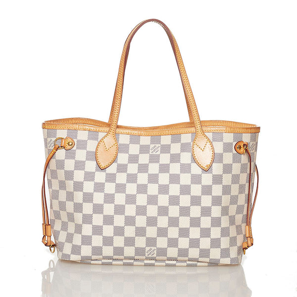 ルイ ヴィトン ダミエ アズール ネヴァーフル PM トートバッグ N41362 ホワイト グレー PVC レザー レディース LOUIS VUITTON 【中古】
