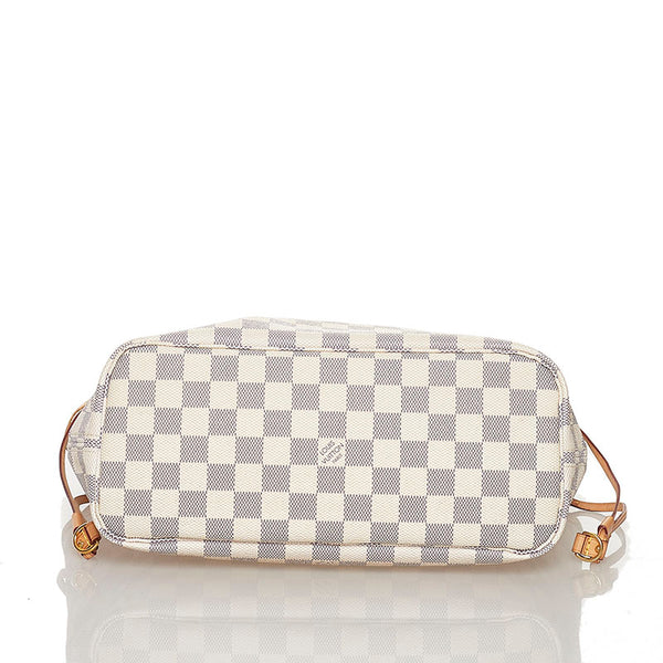 ルイ ヴィトン ダミエ アズール ネヴァーフル PM トートバッグ N41362 ホワイト グレー PVC レザー レディース LOUIS VUITTON 【中古】