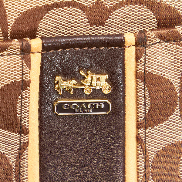 コーチ シグネチャー 斜め掛け ショルダーバッグ ベージュ ブラウン キャンバス レザー レディース COACH 【中古】
