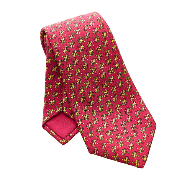 エルメス 総柄 ネクタイ レッド シルク メンズ HERMES 【中古】