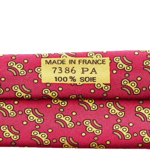 エルメス 総柄 ネクタイ レッド シルク メンズ HERMES 【中古】