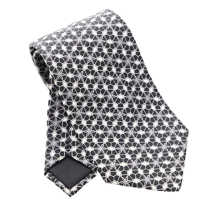 エルメス 総柄 ネクタイ ブラック シルク メンズ HERMES 【中古】