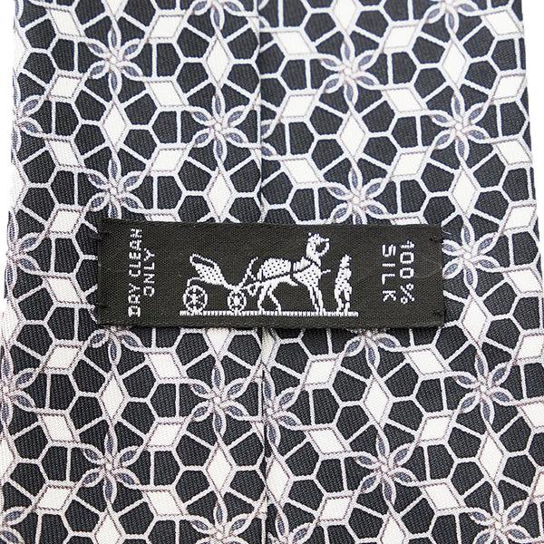 エルメス 総柄 ネクタイ ブラック シルク メンズ HERMES 【中古】