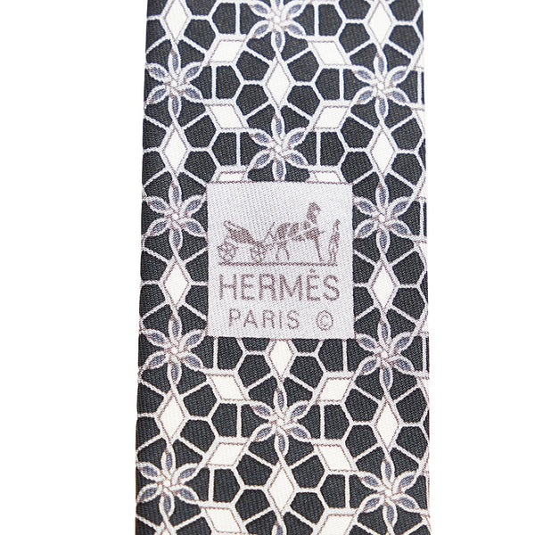 エルメス 総柄 ネクタイ ブラック シルク メンズ HERMES 【中古】