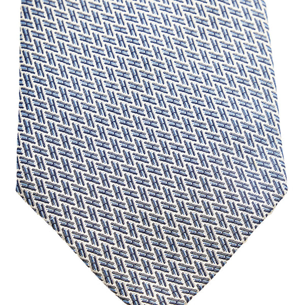 エルメス H柄 総柄 ネクタイ ブルー ホワイト シルク メンズ HERMES 【中古】