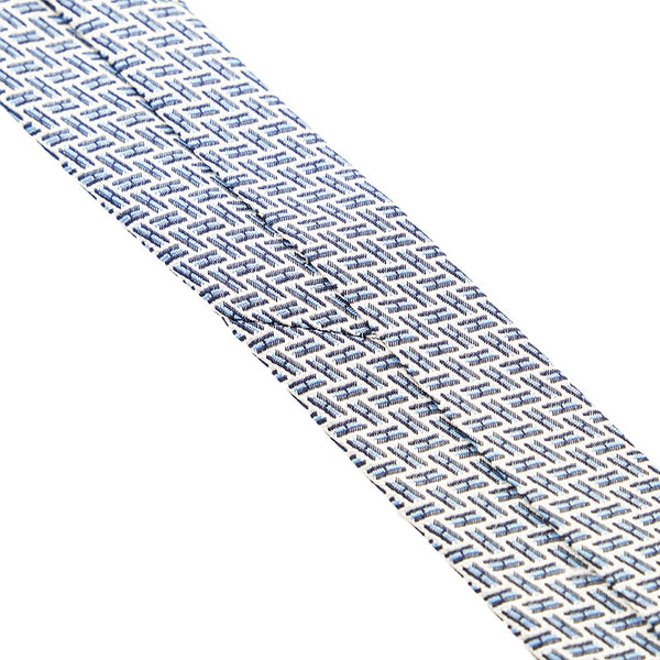 エルメス H柄 総柄 ネクタイ ブルー ホワイト シルク メンズ HERMES 【中古】