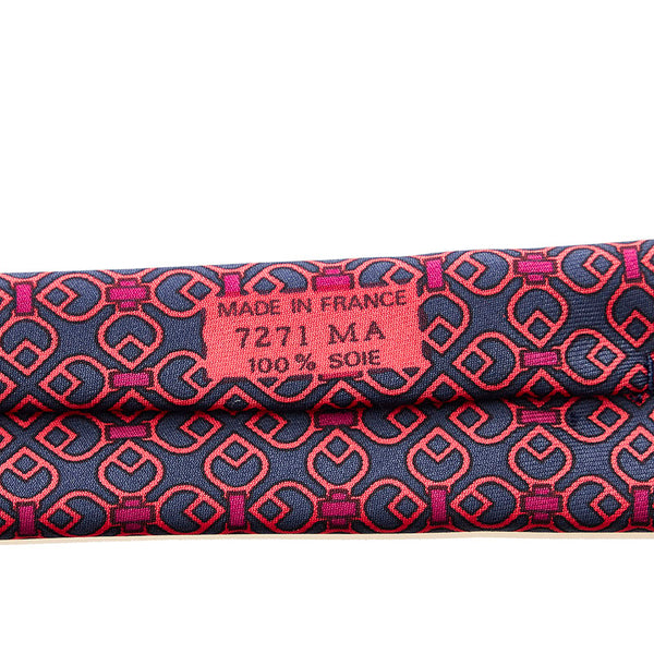 エルメス ネクタイ ネイビー レッド パープル シルク メンズ HERMES 【中古】