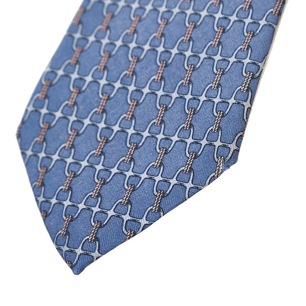 エルメス 総柄 ネクタイ ネイビー シルク メンズ HERMES 【中古】