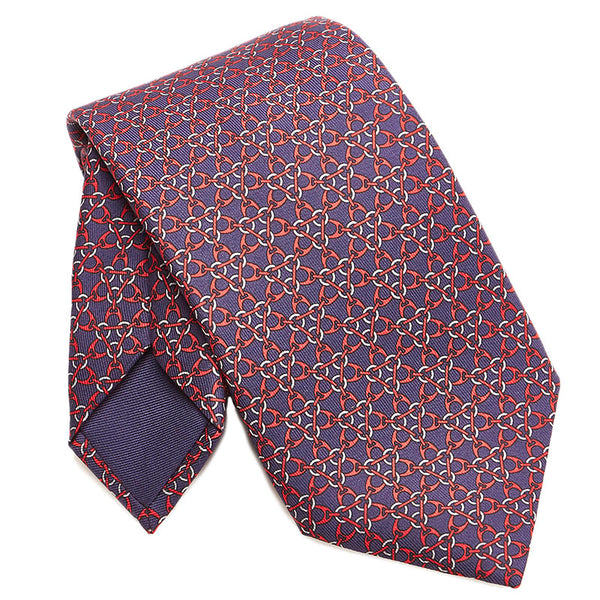 エルメス 総柄 ネクタイ レッド シルク メンズ HERMES 【中古】
