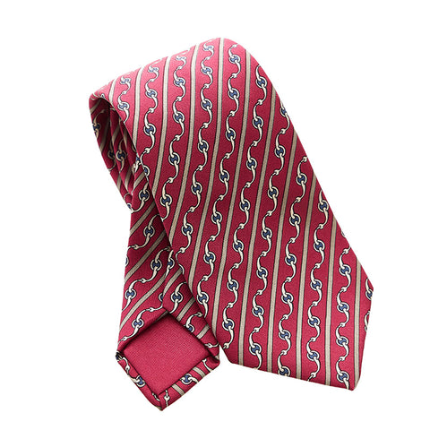 エルメス 総柄 ネクタイ レッド シルク メンズ HERMES 【中古】