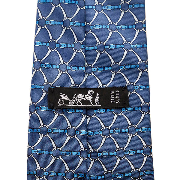 エルメス 総柄 ネクタイ ネイビー シルク メンズ HERMES 【中古】