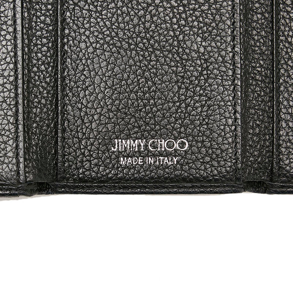 ジミーチュウ スタースタッズ スモールウォレット コンパクトウォレット  三つ折り財布 ブラック カーフ レディース JIMMY CHOO 【中古】