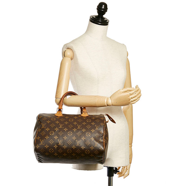 ルイ ヴィトン モノグラム スピーディ 30 ハンドバッグ ミニボストンバッグ M41526 ブラウン PVC レザー レディース LOUIS VUITTON 【中古】