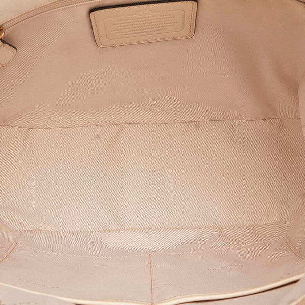 コーチ シグネチャー ワンショルダーバッグ ベージュ ホワイト キャンバス レザー レディース COACH 【中古】